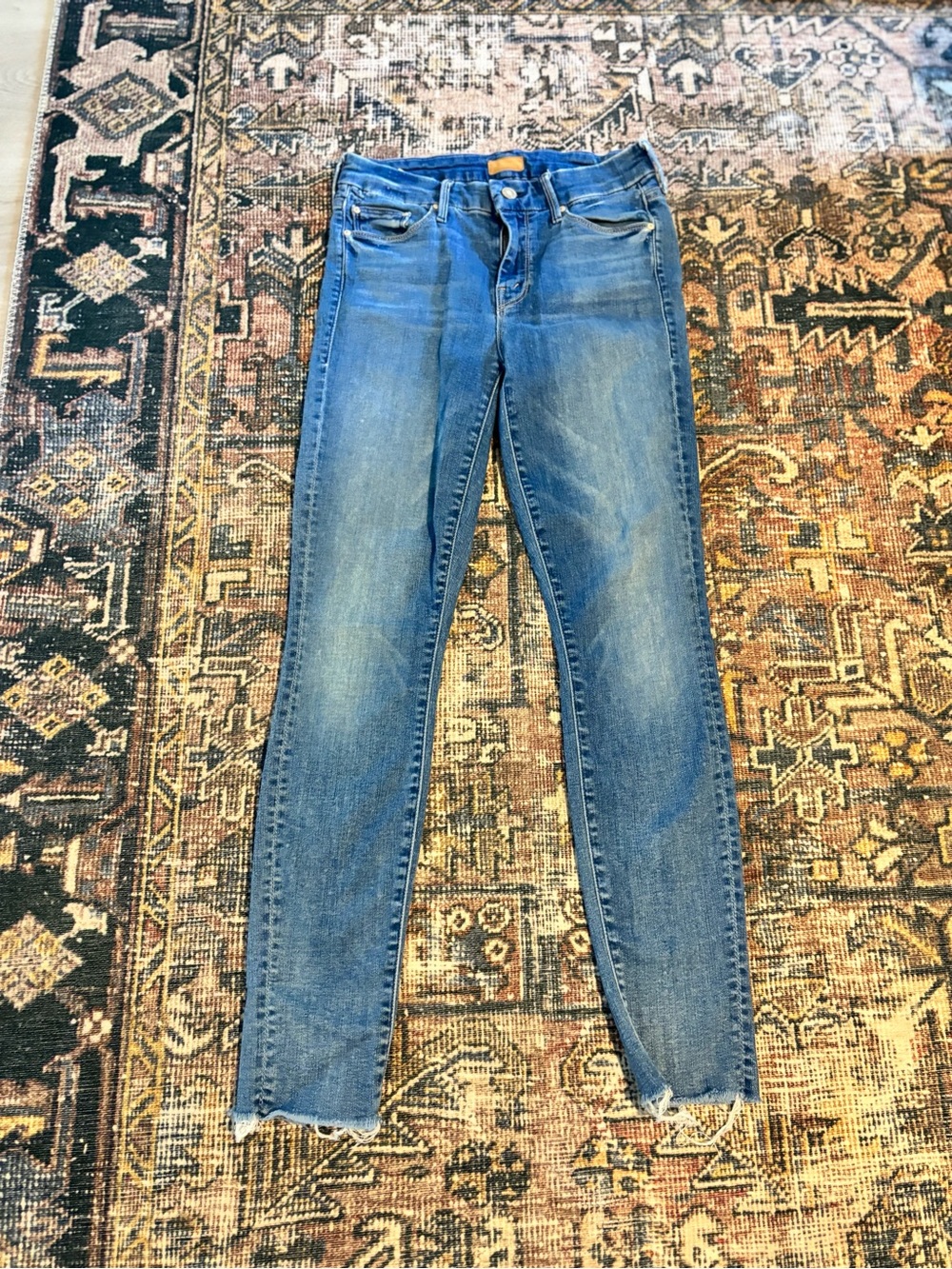 MOTHER Looker Ankle Fray Women's Blue Skinny Jeans